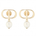 Khuyên Tai Nữ Dior Petit CD Matte Gold Metal And White Resin Pearls Earrings E1520PTCRS_D301 Màu Vàng Gold